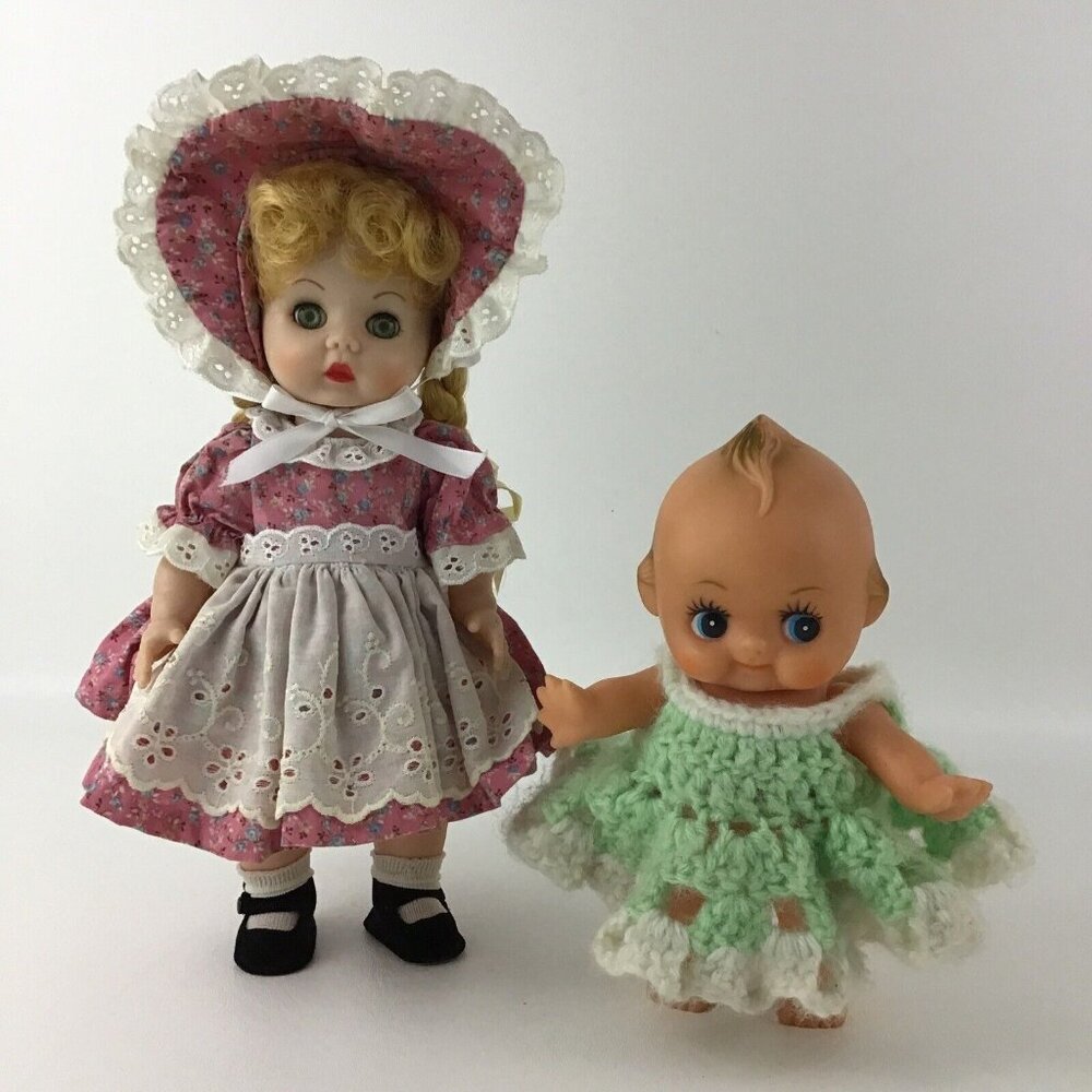 Rothschild Doll Co. Vinyl Jointed 1985 Blonde Braids Green Eyes 11” Floral Dress - Picture 1 of 16